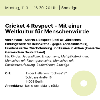 Veranstaltung: Cricket 4 Respect – Mit einer Weltkultur für Menschenwürde